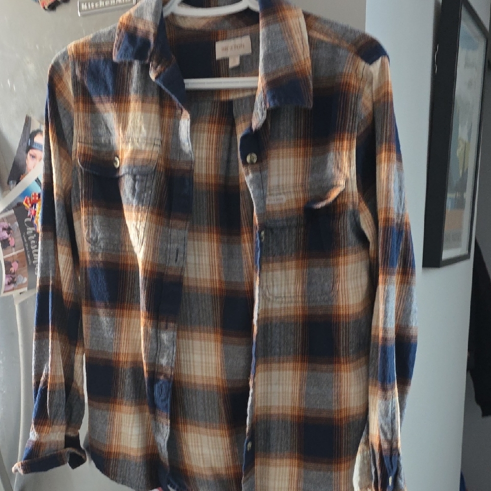 Brixton Navy and Orange Plaid Shirt